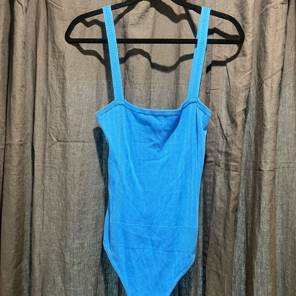 Blue Knit Bodysuit